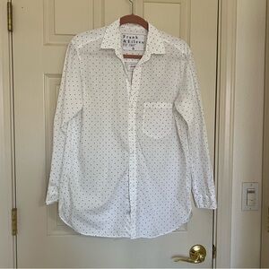 Frank & Eileen White Button-Down Shirt with Black Micro Dot Print